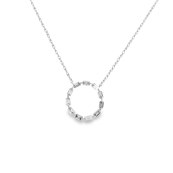 14K White Gold .25ctw Baguette Diamond Open Circle Necklace Jo & Co. Jewelers Hardy, VA