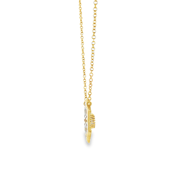 14K Yellow Gold Diamond Hexagon Necklace .57ctw Round & Tapered Baguette Diamonds Image 2 Jo & Co. Jewelers Hardy, VA