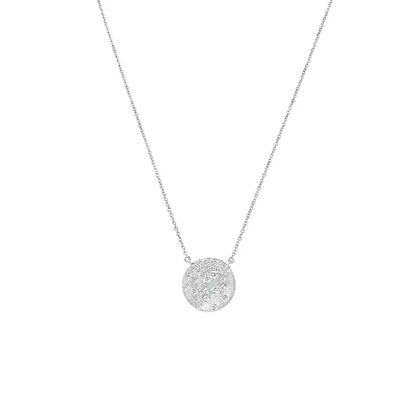 14K White Gold Diamond Satin Disc Necklace Jo & Co. Jewelers Hardy, VA