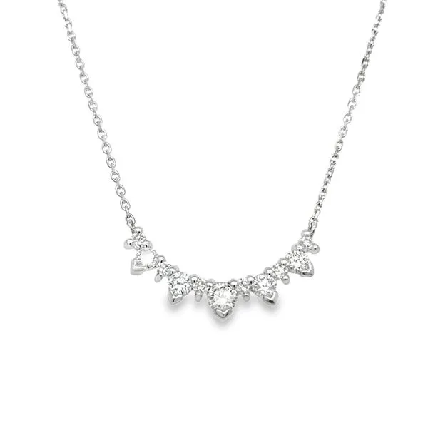 14K White Gold Round Diamond Alternating Curved Bar Necklace Jo & Co. Jewelers Hardy, VA