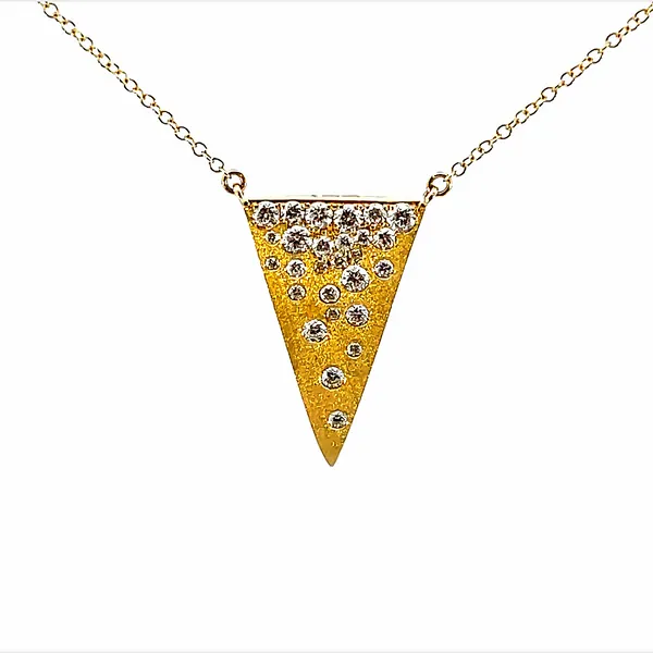14K Yellow Gold Diamond Satin Triangle Necklace Jo & Co. Jewelers Hardy, VA