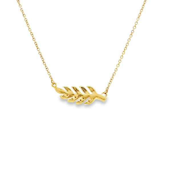 10K Yellow Gold Diamond Olive Branch Necklace .10ctw Image 3 Jo & Co. Jewelers Hardy, VA