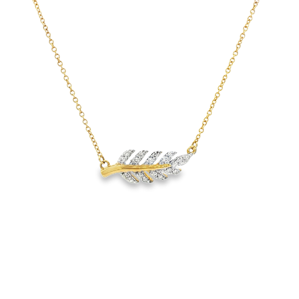 10K Yellow Gold Diamond Olive Branch Necklace .10ctw Jo & Co. Jewelers Hardy, VA
