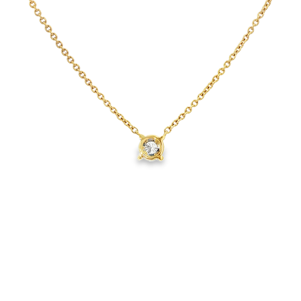 14K Yellow & White Gold Illusion- Set Round Diamond Solitaire Necklace Image 3 Jo & Co. Jewelers Hardy, VA