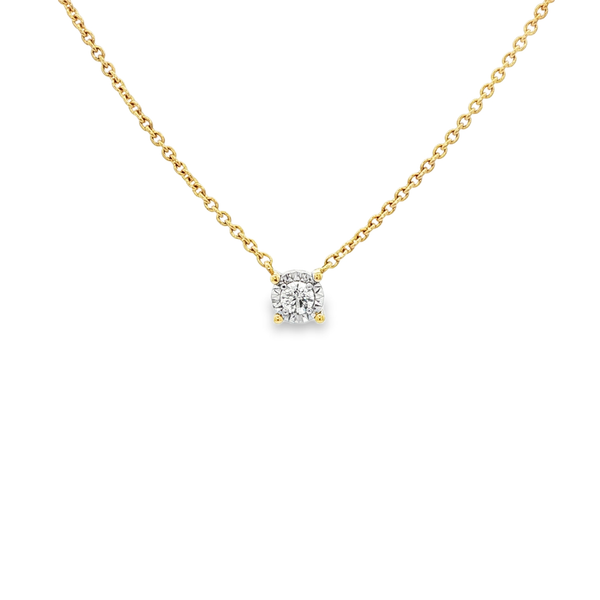 14K Yellow & White Gold Illusion- Set Round Diamond Solitaire Necklace Jo & Co. Jewelers Hardy, VA