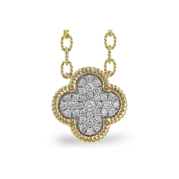 14K Yellow Gold Pave Round Diamond Clover Necklace Jo & Co. Jewelers Hardy, VA