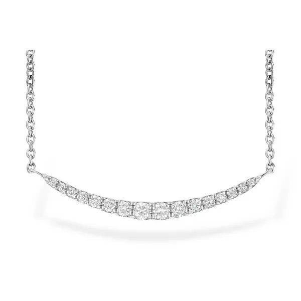 14K Yellow Gold Graduated Round Diamond Curved Bar Necklace Jo & Co. Jewelers Hardy, VA