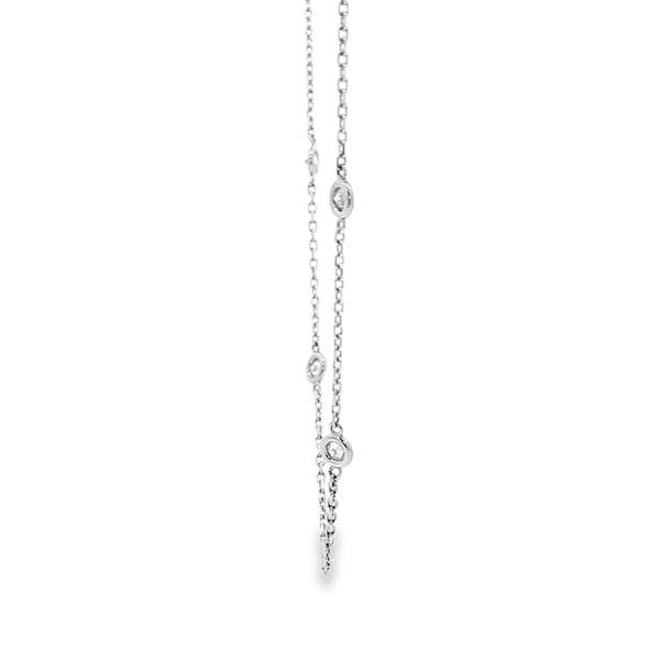 14K White Gold 1.00ctw Bezel-Set Round Diamond Station Necklace Image 4 Jo & Co. Jewelers Hardy, VA