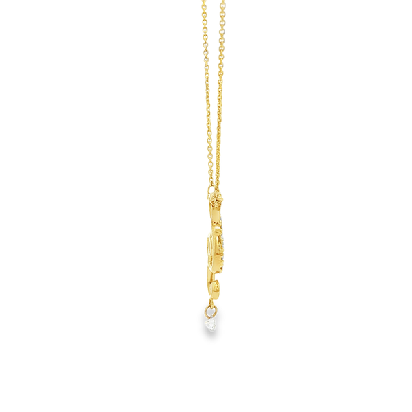 14K Yellow Gold Diamond Treble Clef Necklace .14ctw Image 2 Jo & Co. Jewelers Hardy, VA