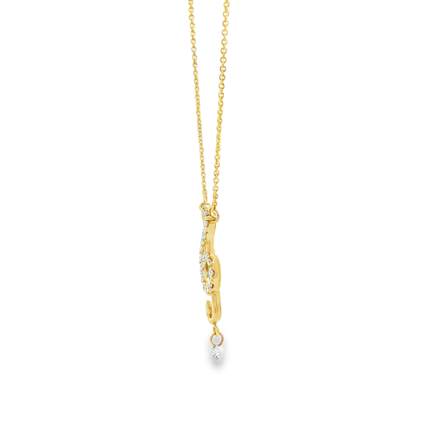 14K Yellow Gold Diamond Treble Clef Necklace .14ctw Image 4 Jo & Co. Jewelers Hardy, VA