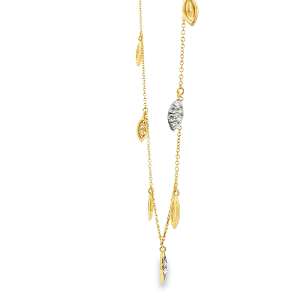 14K Yellow Gold Diamond Leaf Station Necklace .59ctw Image 2 Jo & Co. Jewelers Hardy, VA
