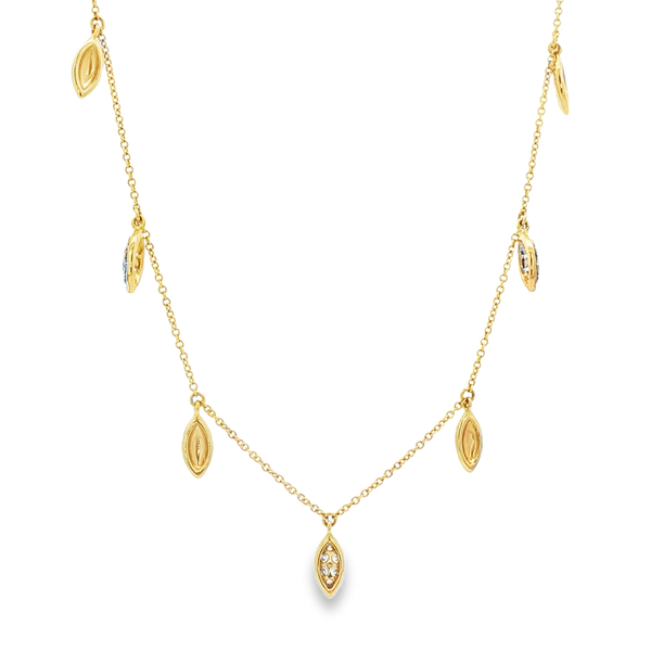 14K Yellow Gold Diamond Leaf Station Necklace .59ctw Image 3 Jo & Co. Jewelers Hardy, VA