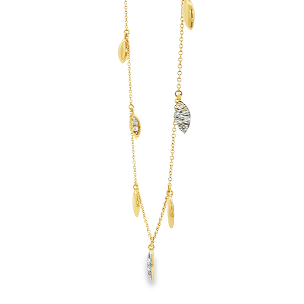 14K Yellow Gold Diamond Leaf Station Necklace .59ctw Image 4 Jo & Co. Jewelers Hardy, VA