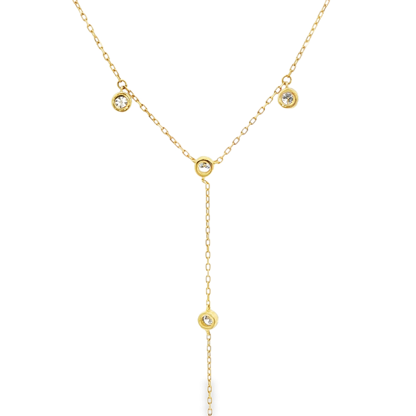 18K Yellow Gold 1.05ctw Round Diamond Station & Dangle Necklace Image 3 Jo & Co. Jewelers Hardy, VA