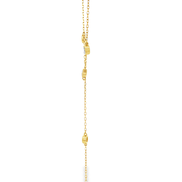 18K Yellow Gold 1.05ctw Round Diamond Station & Dangle Necklace Image 4 Jo & Co. Jewelers Hardy, VA