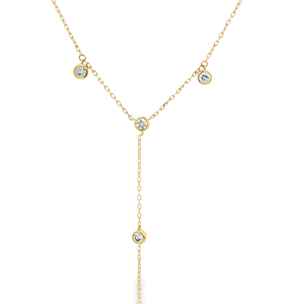 18K Yellow Gold 1.05ctw Round Diamond Station & Dangle Necklace Jo & Co. Jewelers Hardy, VA