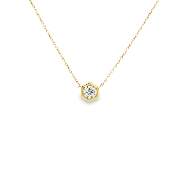 18K Yellow Gold .20ct Round Diamond Hexagon Adjustable Necklace Jo & Co. Jewelers Hardy, VA