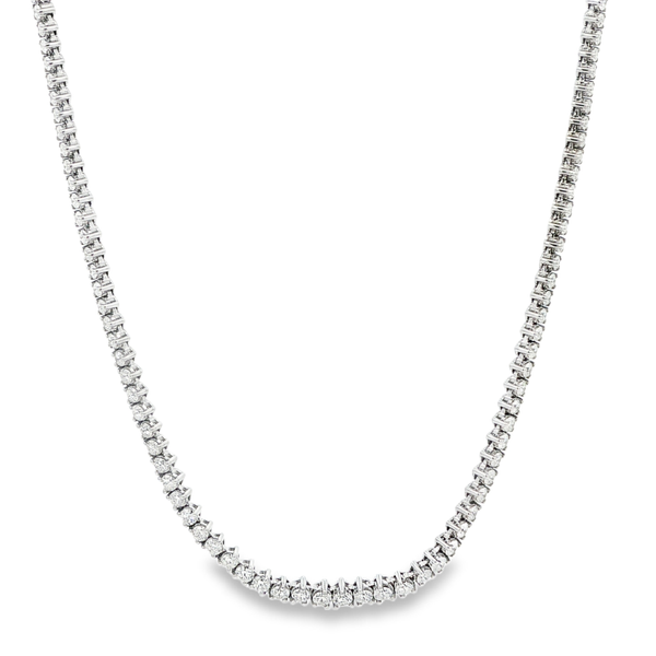 14K White Gold 2.00ctw Graduated Round Diamond Necklace 16