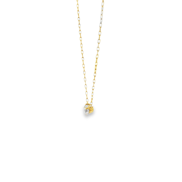 18K Yellow Gold .07ct Round Diamond 2-Prong Solitaire Necklace Image 4 Jo & Co. Jewelers Hardy, VA