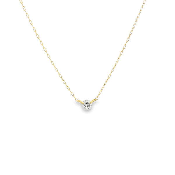 18K Yellow Gold .07ct Round Diamond 2-Prong Solitaire Necklace Jo & Co. Jewelers Hardy, VA