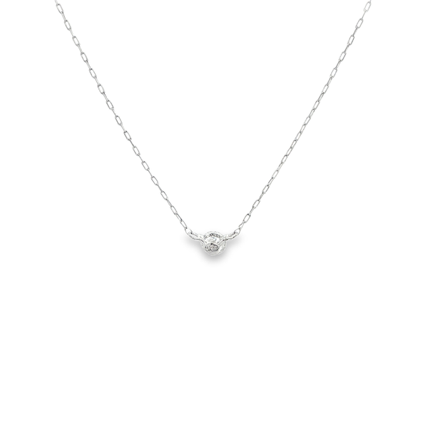 18K White Gold .10ct Round Diamond 2-Prong Solitaire Necklace Image 3 Jo & Co. Jewelers Hardy, VA