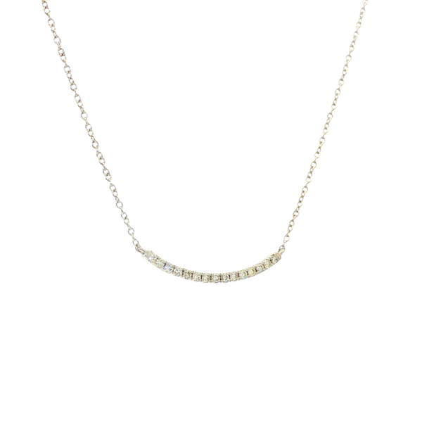 14K White Gold Diamond .12ctw Curved Bar Necklace Image 2 Jo & Co. Jewelers Hardy, VA