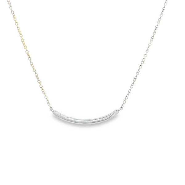 14K White Gold Diamond .12ctw Curved Bar Necklace Image 3 Jo & Co. Jewelers Hardy, VA