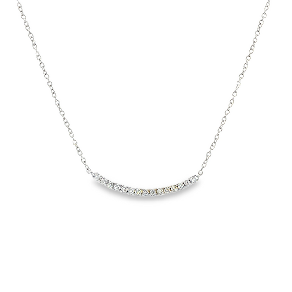 14K White Gold Diamond .12ctw Curved Bar Necklace Jo & Co. Jewelers Hardy, VA