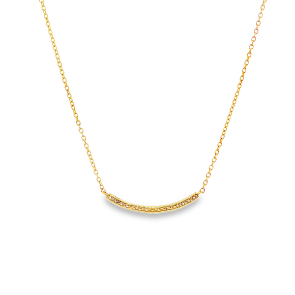 14K Yellow Gold .12 CTW Round Diamond Curved Bar Necklace Image 3 Jo & Co. Jewelers Hardy, VA