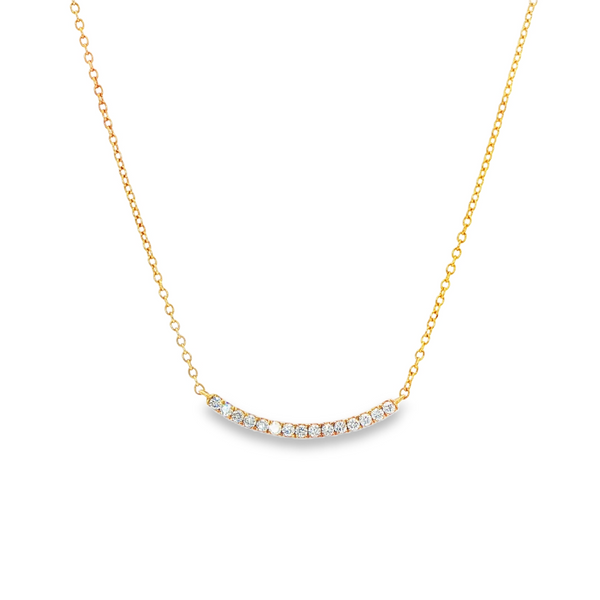 14K Yellow Gold .12 CTW Round Diamond Curved Bar Necklace Jo & Co. Jewelers Hardy, VA