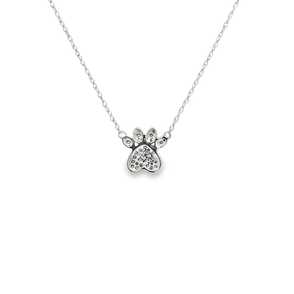 10K White Gold Diamond Paw Print Necklace – 16 Inch Image 3 Jo & Co. Jewelers Hardy, VA