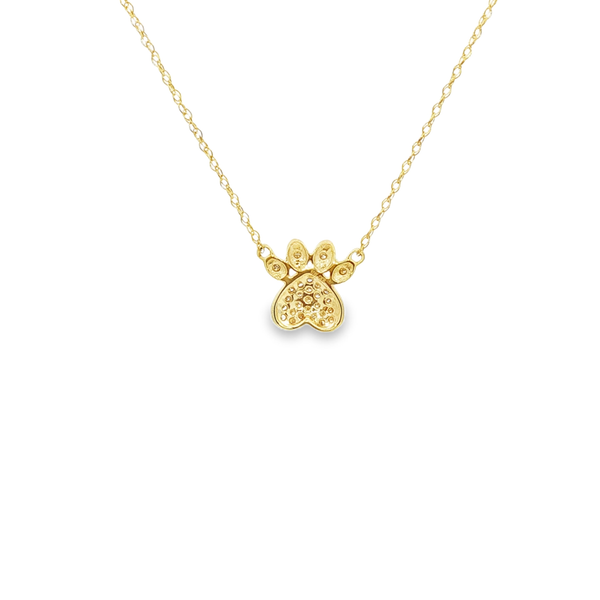 10K Yellow Gold Diamond Paw Print Necklace 16 Inch Image 3 Jo & Co. Jewelers Hardy, VA