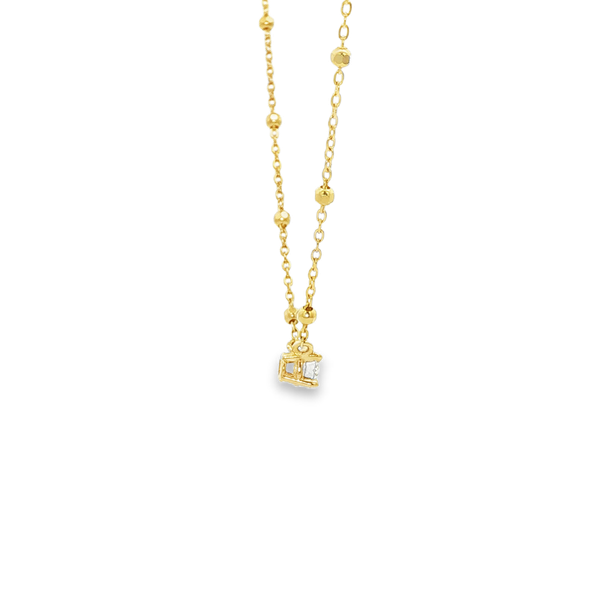 14K Yellow Gold .15ct Round Diamond Beaded Cable Necklace Image 2 Jo & Co. Jewelers Hardy, VA