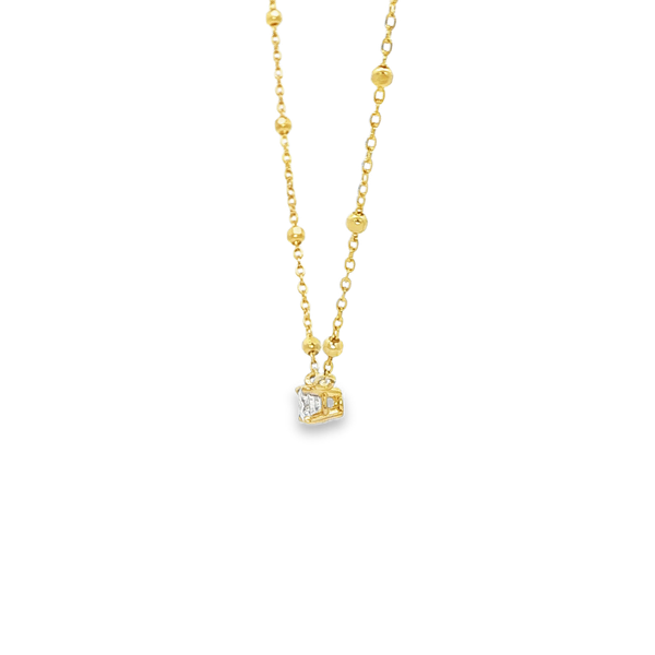 14K Yellow Gold .15ct Round Diamond Beaded Cable Necklace Image 4 Jo & Co. Jewelers Hardy, VA