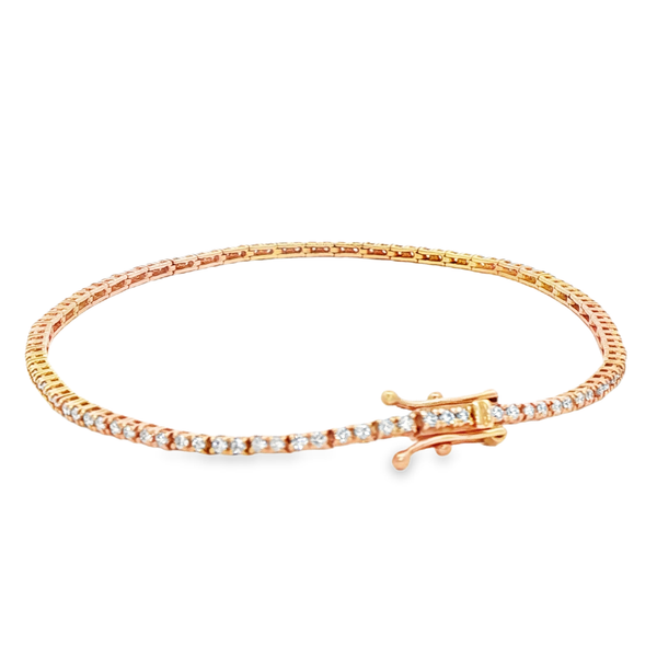 Ladies 14K Rose Gold Round Diamond Tennis Bracelet Image 3 Jo & Co. Jewelers Hardy, VA