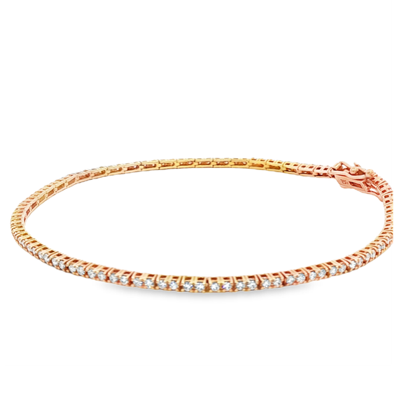 Ladies 14K Rose Gold Round Diamond Tennis Bracelet Image 4 Jo & Co. Jewelers Hardy, VA