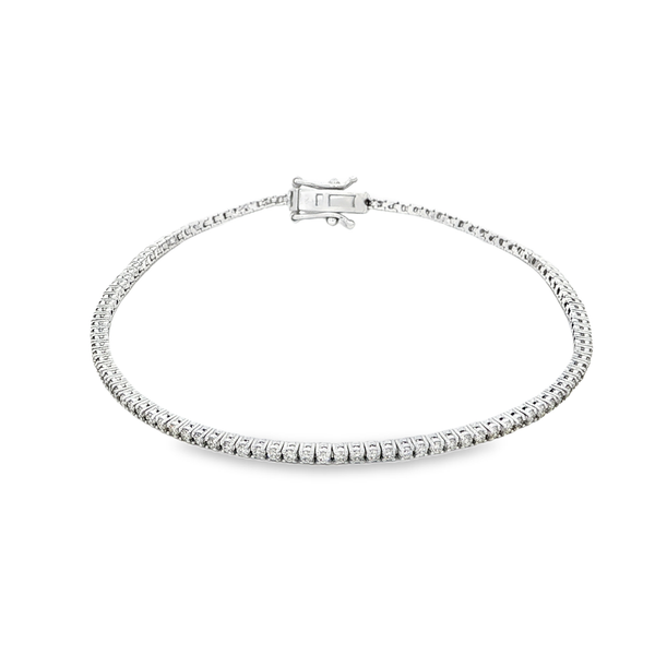 14K White Gold 1.07ctw Round Diamond Tennis Bracelet 7