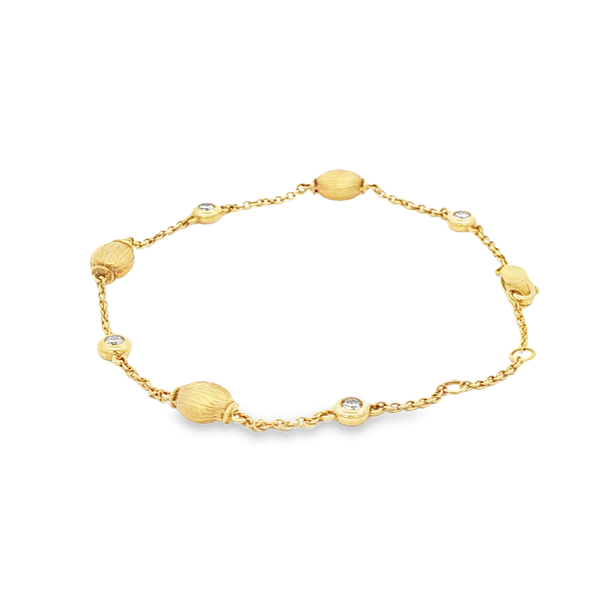 14K Yellow Gold .20ctw Diamond Bezel & Satin Oval Station Bracelet Image 4 Jo & Co. Jewelers Hardy, VA