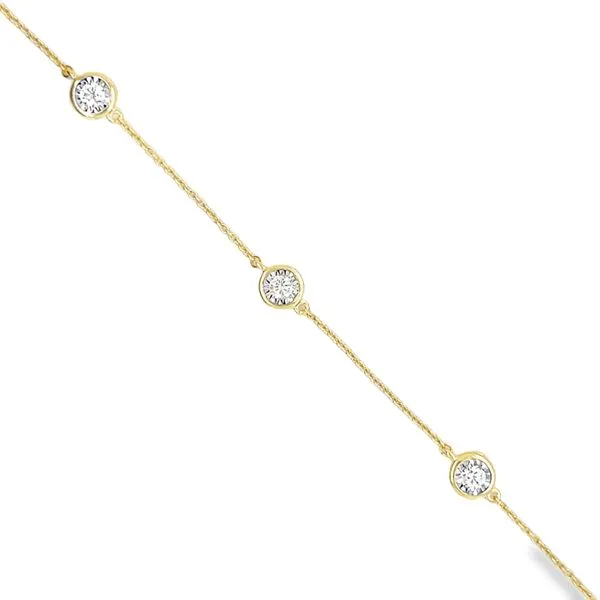 14K Yellow Gold Round Illusion Set Diamond Station Bracelet Jo & Co. Jewelers Hardy, VA