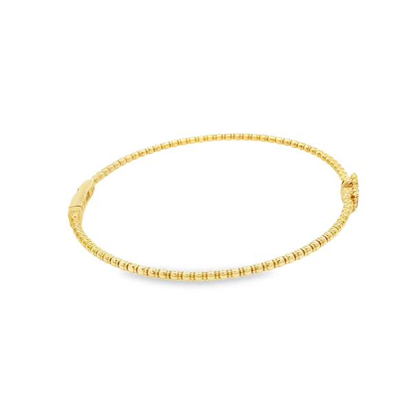 14K Yellow Gold Diamond Clover Beaded Flex Bangle Bracelet – 0.19ctw, 6.75