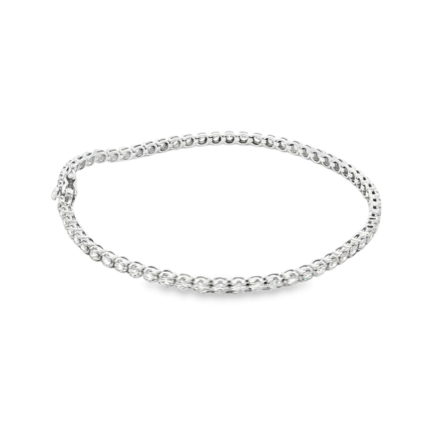 14K White Gold 2.00ctw Crown-Set Round Diamond Tennis Bracelet 7