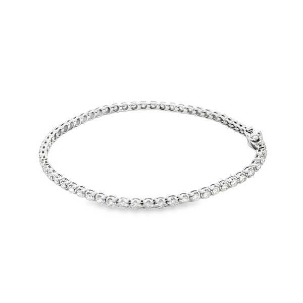 14K White Gold 2.00ctw Crown-Set Round Diamond Tennis Bracelet 7