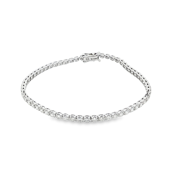 14K White Gold 2.00ctw Crown-Set Round Diamond Tennis Bracelet 7