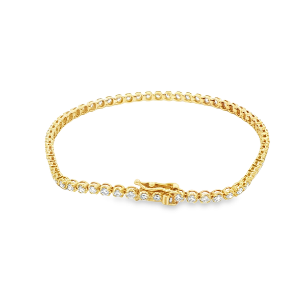 14K Yellow Gold Crown-Set Round Diamond Tennis Bracelet – 2.00ctw Image 3 Jo & Co. Jewelers Hardy, VA