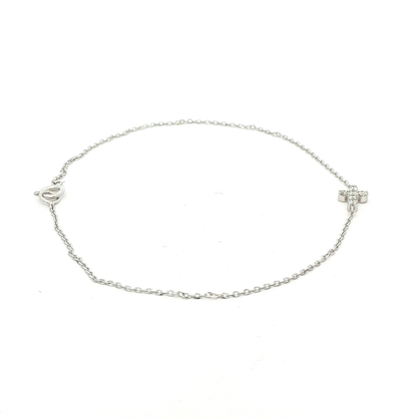 14K White Gold .09 CTW Round Diamond Cross Cable Bracelet Image 2 Jo & Co. Jewelers Hardy, VA