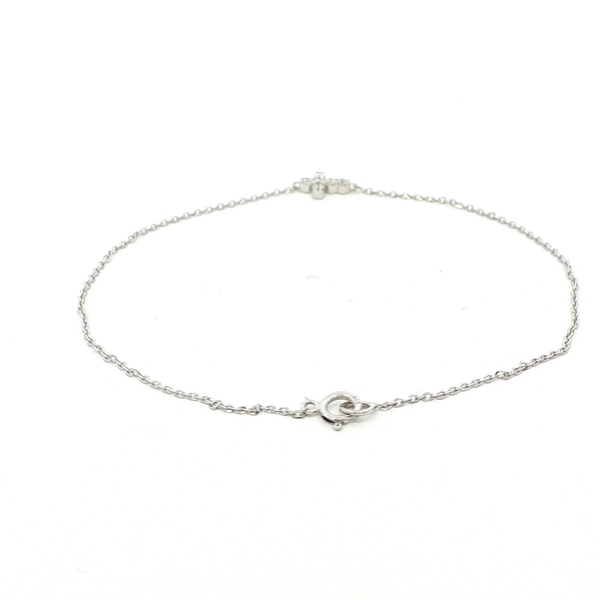 14K White Gold .09 CTW Round Diamond Cross Cable Bracelet Image 3 Jo & Co. Jewelers Hardy, VA