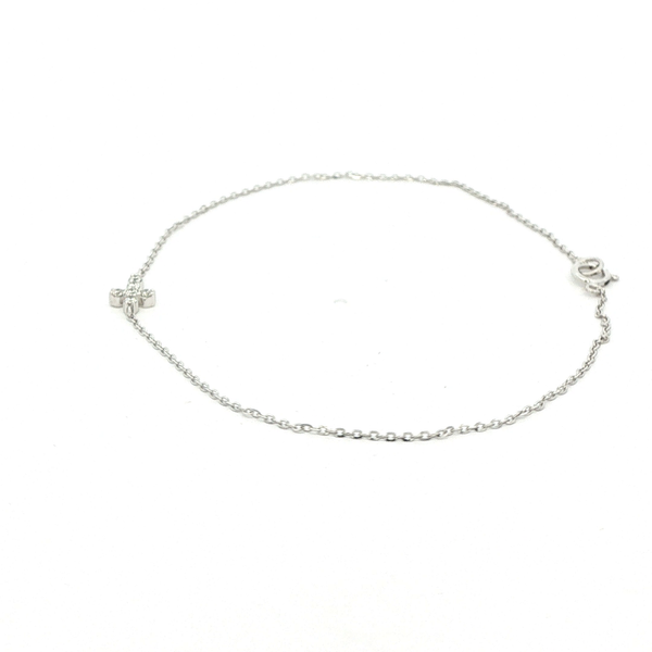 14K White Gold .09 CTW Round Diamond Cross Cable Bracelet Image 4 Jo & Co. Jewelers Hardy, VA