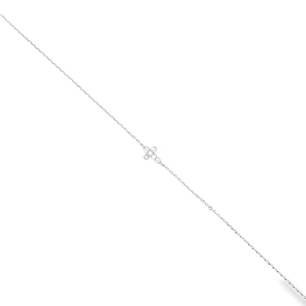 14K White Gold .09 CTW Round Diamond Cross Cable Bracelet Jo & Co. Jewelers Hardy, VA