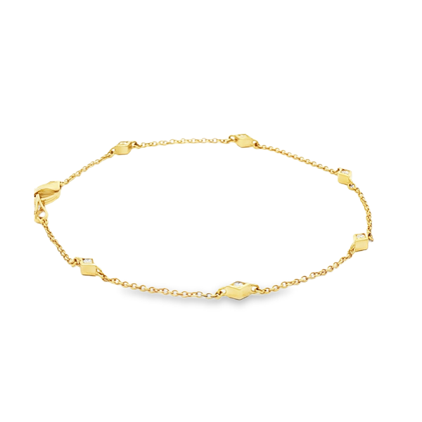 14K Yellow Gold .20 CTW Round Diamond Double-Sided Station Bracelet Image 2 Jo & Co. Jewelers Hardy, VA
