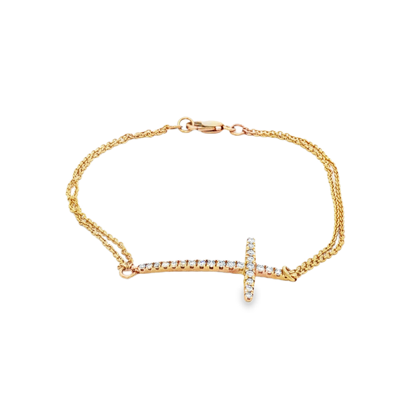 14K Yellow Gold .20tw Diamond Double-Strand Cross Bracelet Jo & Co. Jewelers Hardy, VA